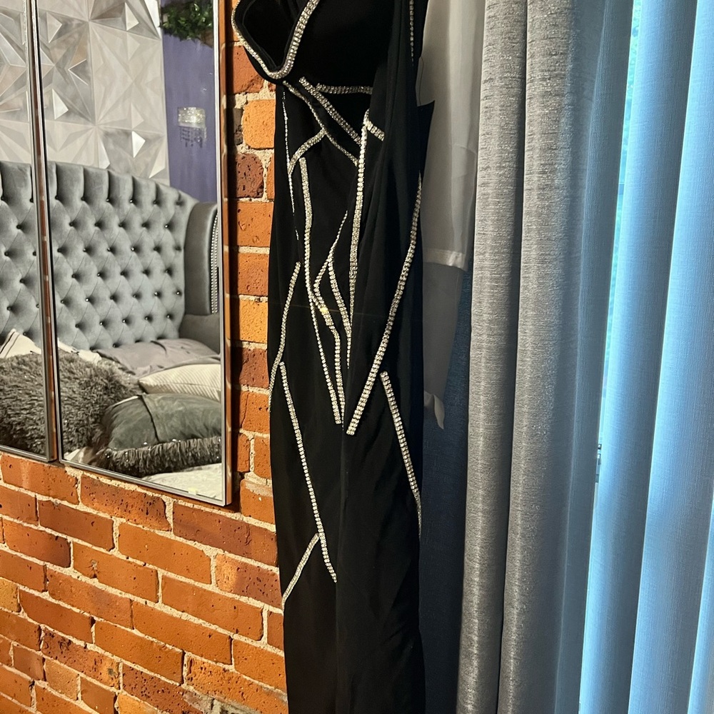 Strapless black bling dress